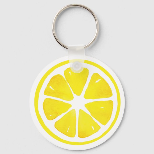 Watercolor Lemon Slice  Key Ring (Front)