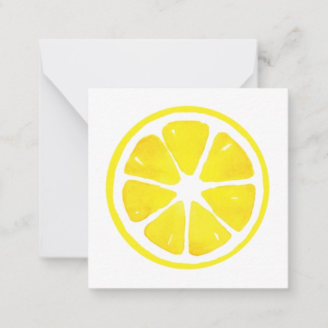 Watercolor Lemon Slice  Note Card (Front)