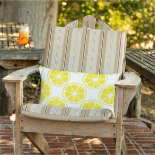 Watercolor Lemon Slice Pattern  Lumbar Cushion