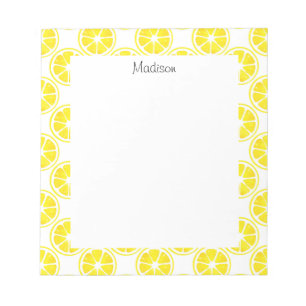 Watercolor Lemon Slice Pattern Notepad