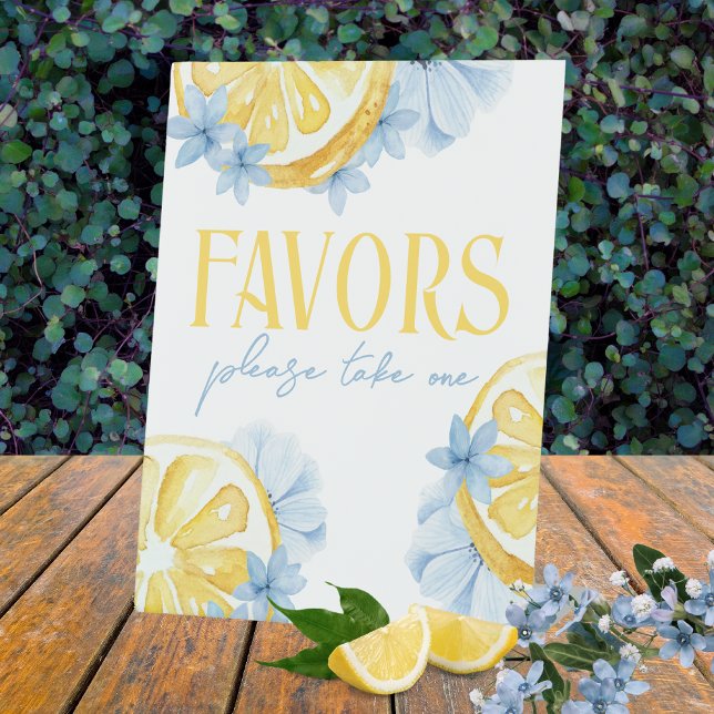 Watercolor Lemon Standing Favour Pedestal Sign (Lemon & Flower Standing Pedestal Favor Sign. Perfect for lemon baby shower, wedding or bridal shower)