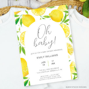 Watercolor Lemon Summer Baby Shower Invitation