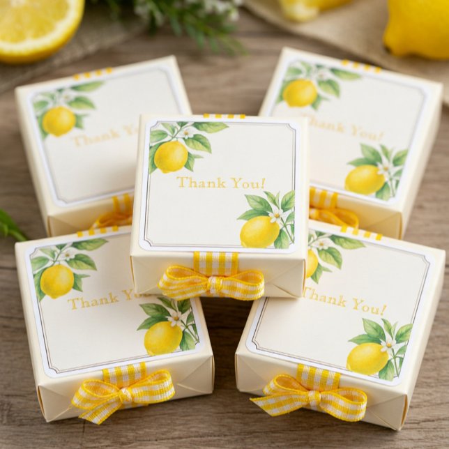 Watercolor Lemon Thank You Square Sticker (Creator Uploaded)