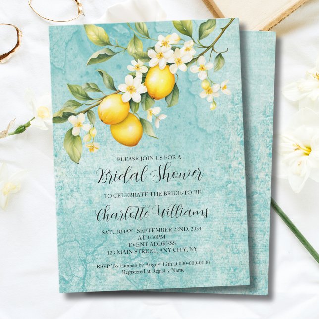 Watercolor Lemon Themed Bridal Shower Invitation (Watercolor Lemon Themed Bridal Shower Invitation
)