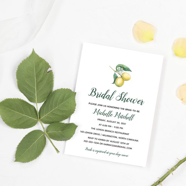 Watercolor Lemon Tree Branch | Bridal Shower Invitation (Creator Uploaded)
