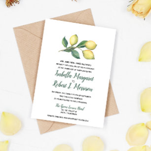 Watercolor Lemon Tree Branch   Wedding invitation