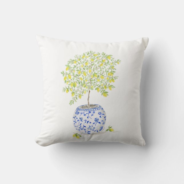 Watercolor Lemon Tree Cushion (Front)