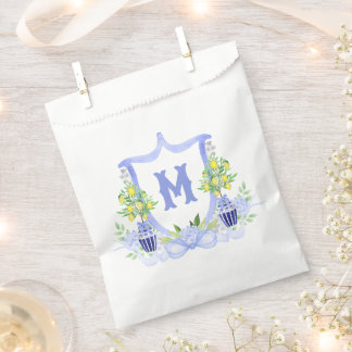 Watercolor Lemon Tree Monogram Crest Favour Bag