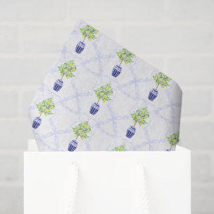 Watercolor Lemon Tree Monogram Crest Tissue Paper