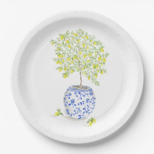 Watercolor Lemon Tree Paper Plate