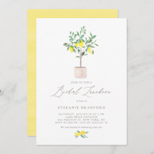 Watercolor Lemon Tree Summer Bridal Luncheon Invitation