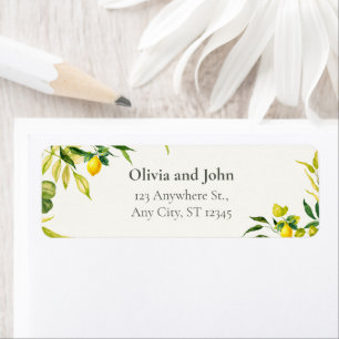 Watercolor Lemon Wedding Return Address Label