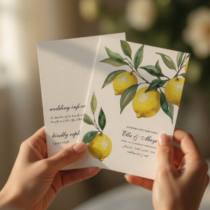 Watercolor Lemon Wedding Set  Mediterranea Invitation