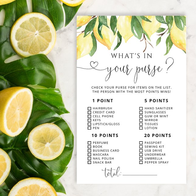 Watercolor Lemon What's in Your Purse Game (Creator Uploaded)