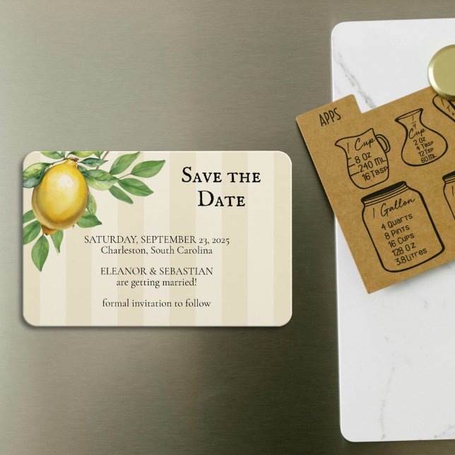 Watercolor Lemon Yellow Citrus Rustic Wedding Magnet (Creator Uploaded)