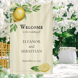 Watercolor Lemon Yellow Citrus Wedding Welcome Banner