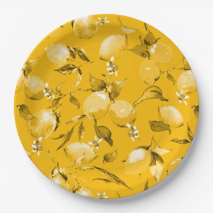 Watercolor lemons 10 paper plate