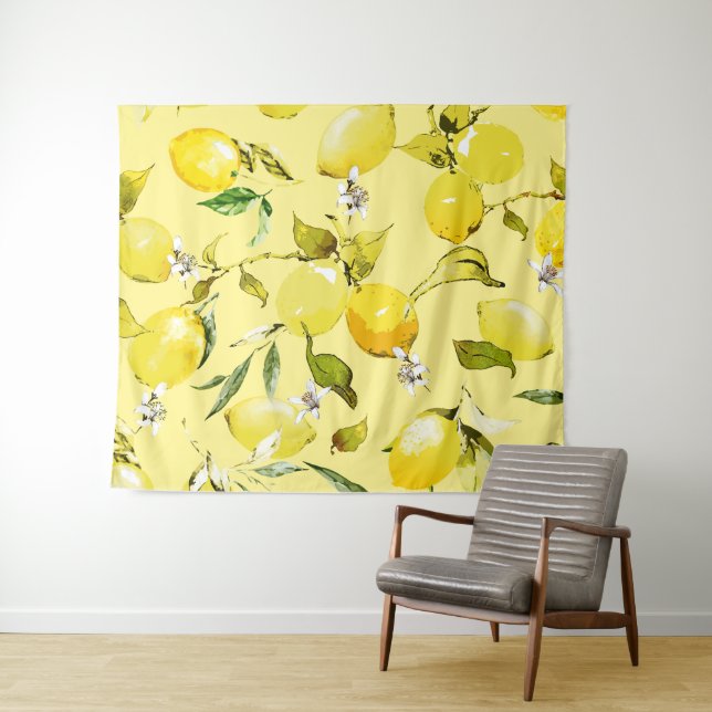 Watercolor lemons 15 tapestry (In Situ (Horizontal))