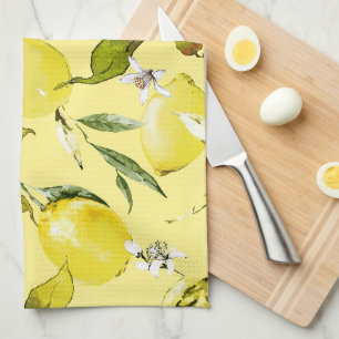 Watercolor lemons 15 tea towel