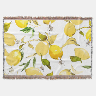 Watercolor lemons 17 throw blanket