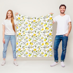 Watercolor lemons 21 fleece blanket