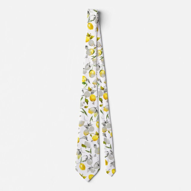 Watercolor lemons 21 tie (Front)