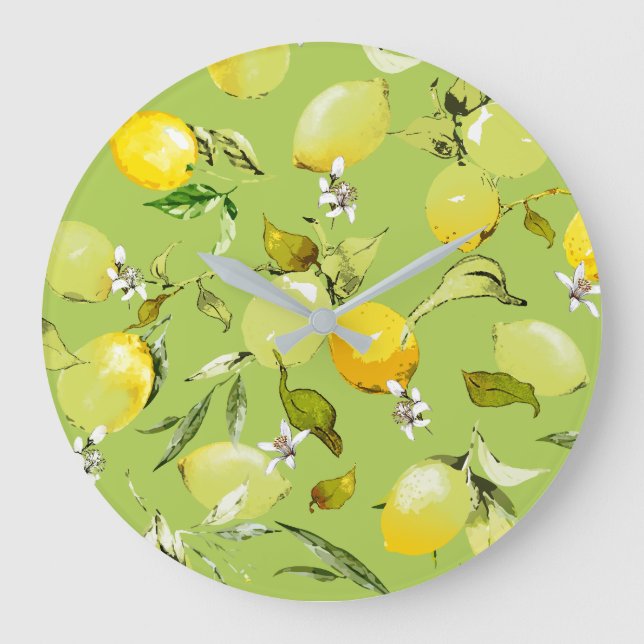 Watercolor lemons 23 large clock (Front)