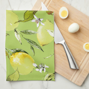 Watercolor lemons 23 tea towel
