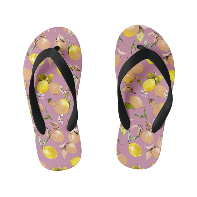Watercolor lemons 25 kid's thongs (Footbed)