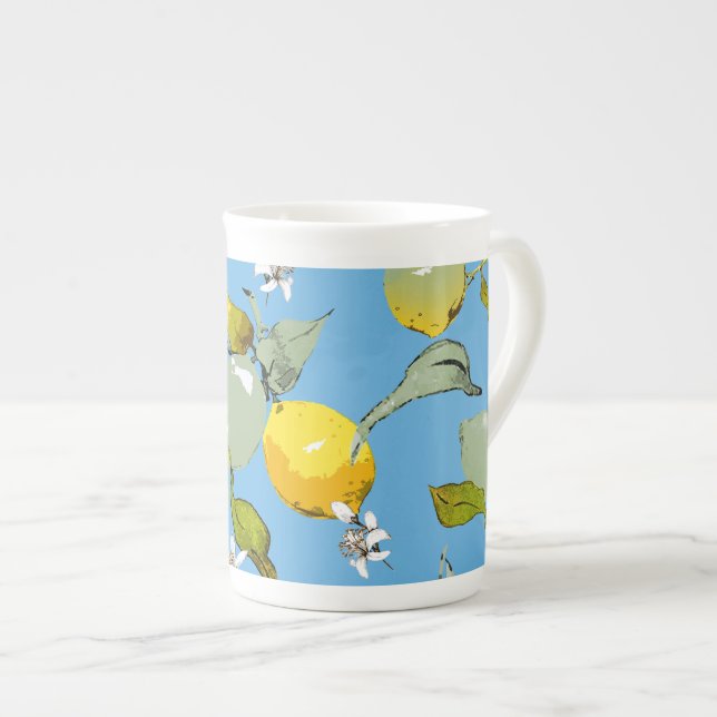 Watercolor lemons 26 bone china mug (Front Right)