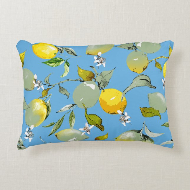 Watercolor lemons 26 decorative cushion (Front)