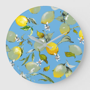 Watercolor lemons 26 large clock