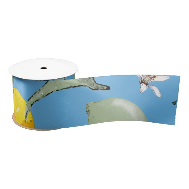 Watercolor lemons 26 satin ribbon (Spool)