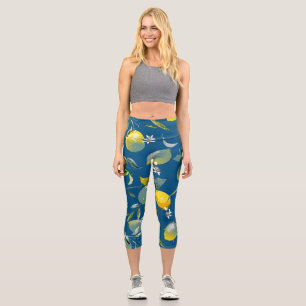 Watercolor lemons 28 capri leggings