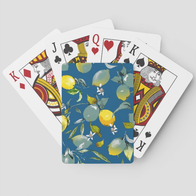 Watercolor lemons 28 playing cards (Back)