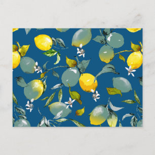 Watercolor lemons 29 invitation postcard