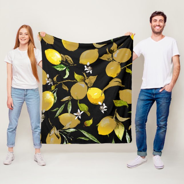 Watercolor lemons 31 fleece blanket (In Situ)