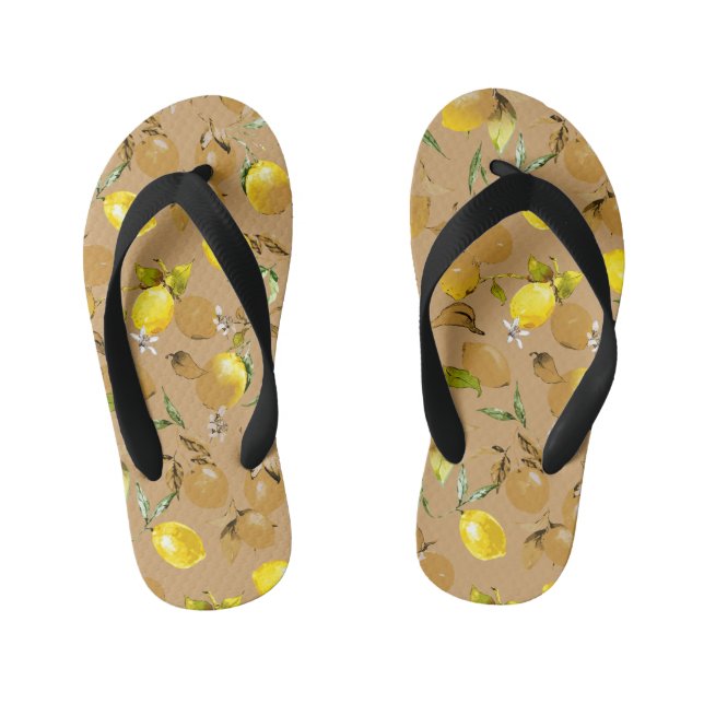 Watercolor lemons 32 kid's thongs (Footbed)