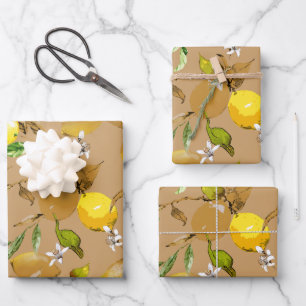 Watercolor lemons 32 wrapping paper sheet