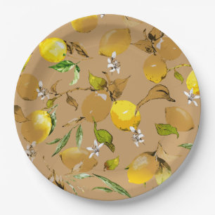Watercolor lemons 33 paper plate