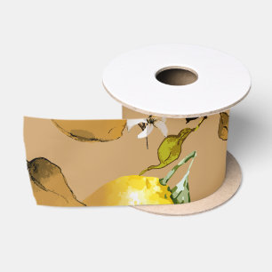 Watercolor lemons 33 satin ribbon