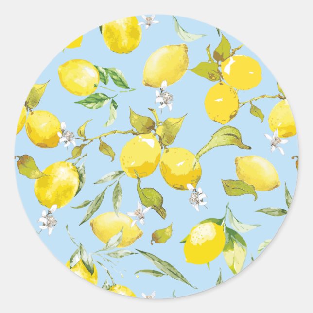 Watercolor lemons 4 classic round sticker (Front)
