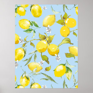 Watercolor lemons 4 poster