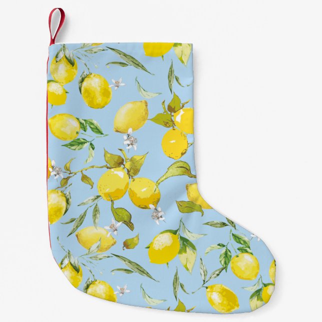 Watercolor lemons 4 small christmas stocking (Front)