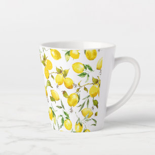 Watercolor lemons 5 latte mug