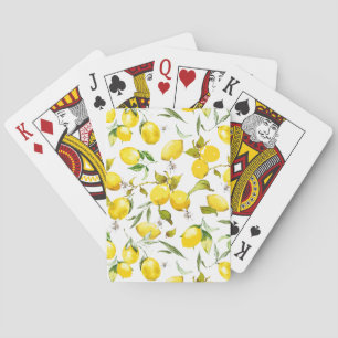 Watercolor lemons 5 playing cards