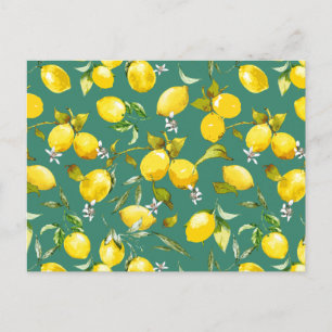 Watercolor lemons 6 holiday postcard