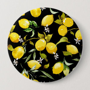 Watercolor lemons 7 10 cm round badge