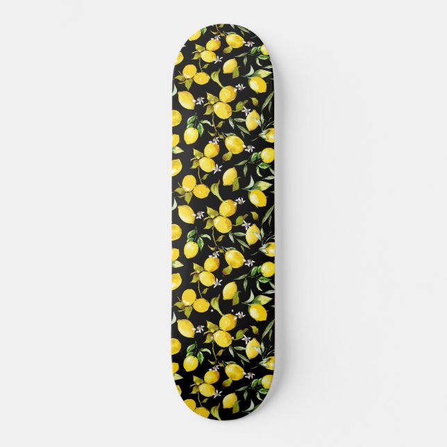 Watercolor lemons 7 skateboard (Front)