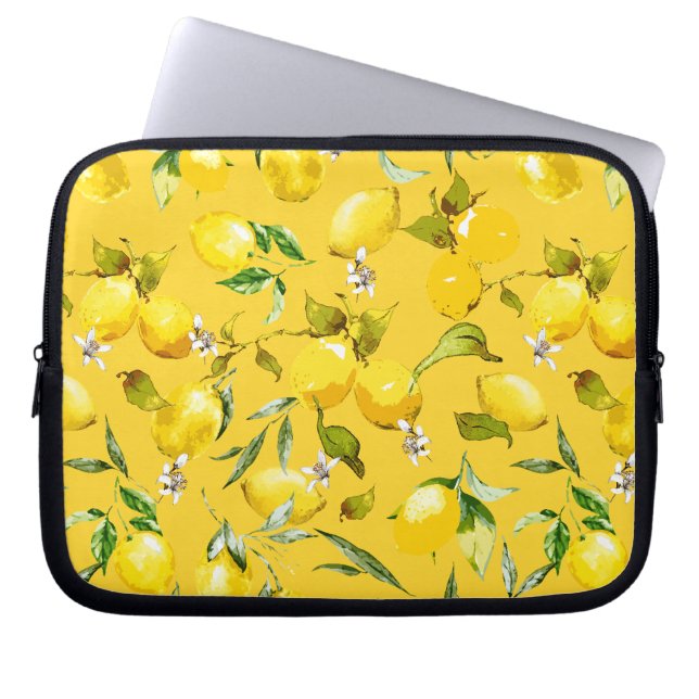 Watercolor lemons 8 laptop sleeve (Front)